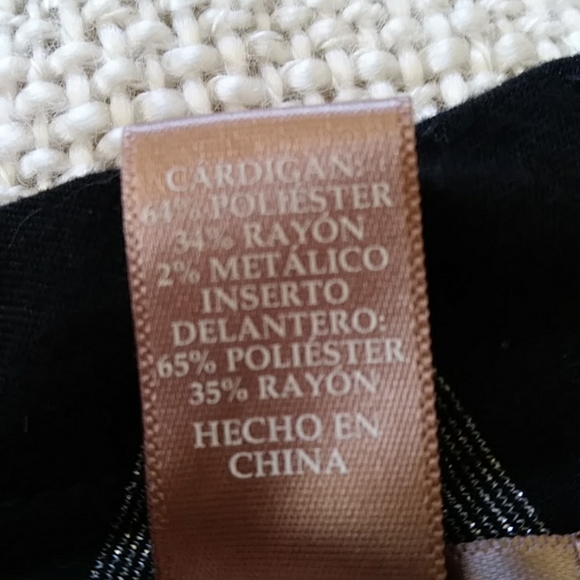 Metallic Bling Black Silver Cardigan with Front Insert Tank Top Large - Picture 10 of 13